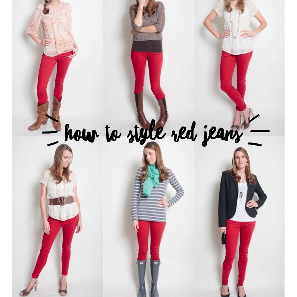 VANS // Skinny Jeans, Red, Size 5 - Picture 6 of 7